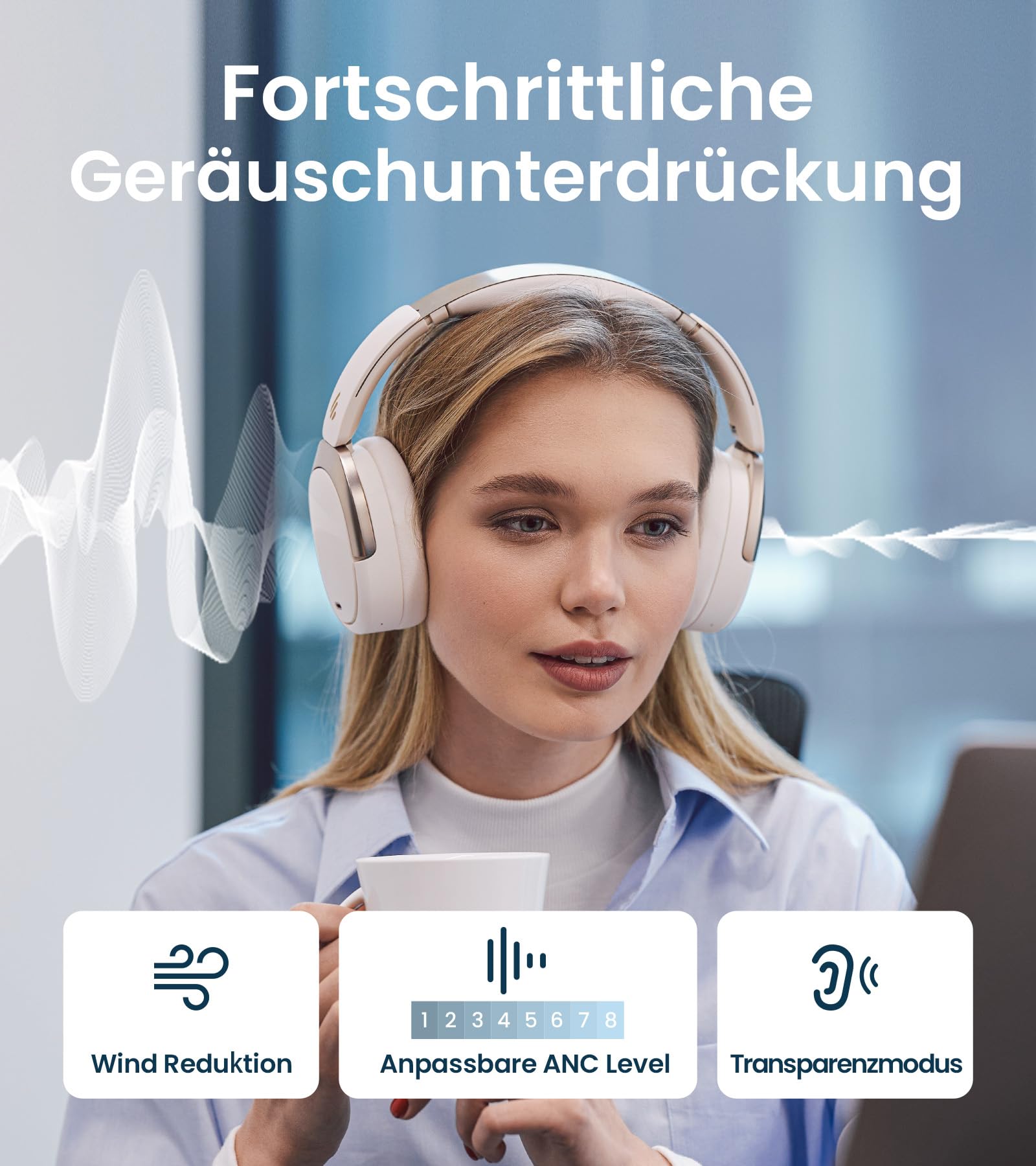 Edifier WH950NB (2026) Faltbarer Over-Ear Kopfhörer mit Hybrid Active Noise Cancelling. LDAC Codec mit Hi-Res Audio und Custom EQ über App. Bis zu 80 Std. Akkulaufzeit. Bluetooth V5.4 (Weiß)