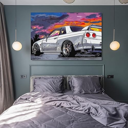 Miniatura 8 de R32 Jdm - Carteles e impresiones de autos deportivos de dibujos animados japoneses Jdm, arte de pared para automóvil, decoración de sala de estar,