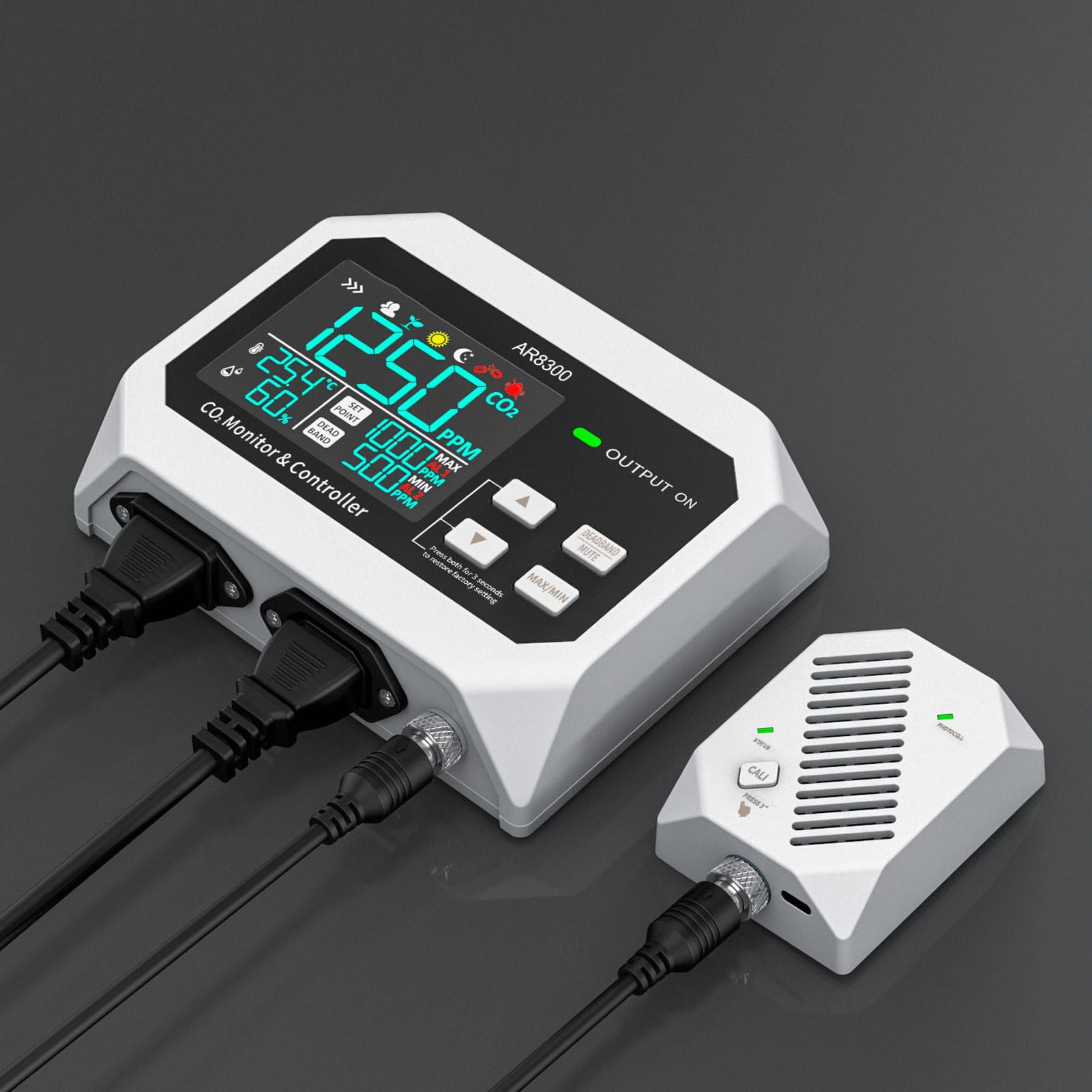 CO2 Controller Wall Mounted Multifunctional 3.8 Inch Color Screen Digital CO2 Monitor, Tester for Building, Greenhouse (US Plug)