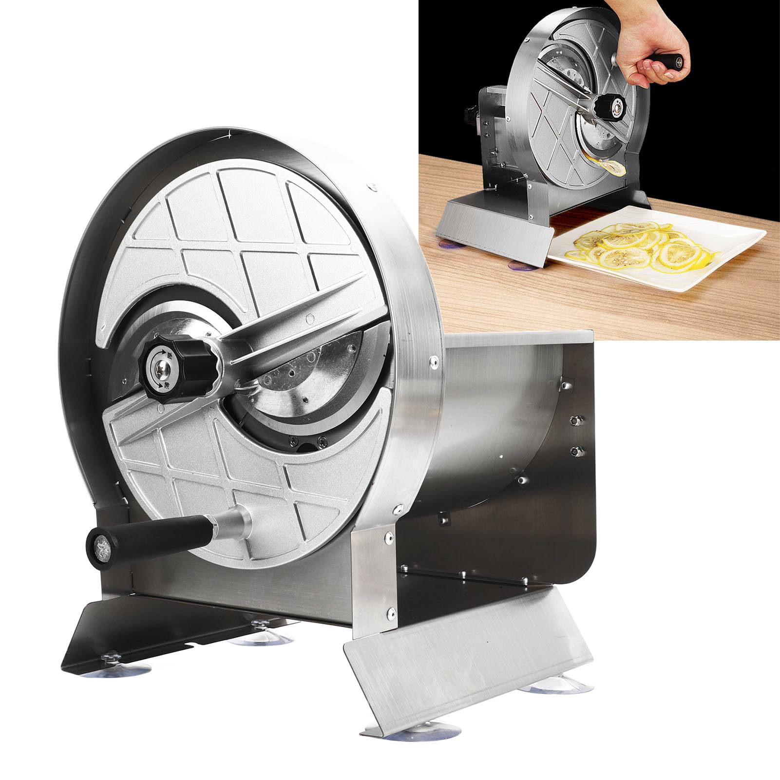Manuelle Allesschneider für Gemüse Obst, professioneller schneidemaschine Einstellbar Klingen Aufschnittmaschine, für Tomate Zwiebel Zitrone Gemüse Slicer Sonstiges
