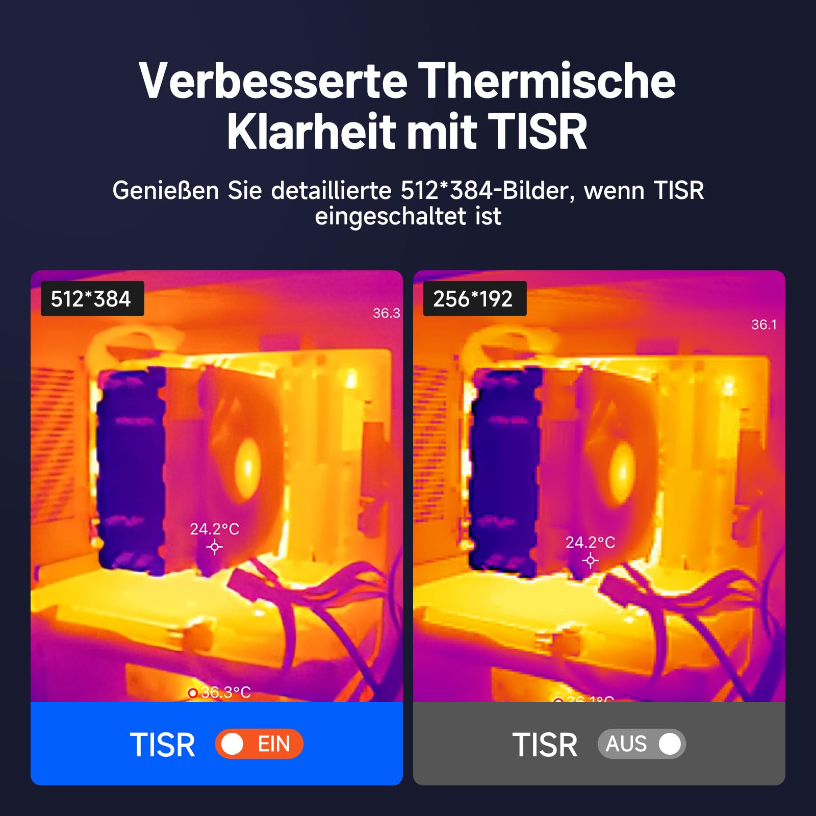 TOPDON Wärmebildkamera -TC001, 512x384 TISR Auflösung, ＜40mK Wärmeempfindlichkeit, 25Hz, Testbereich -20 ℃ bis 550 ℃, 0,1 ℃ Testpräzision, entwickelt für Android phones/Tablets und Windows Laptops