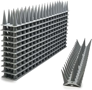 EWENYS Bird Spikes for Fence Tops, Plastic Fence Toppers and Roof Tall Spikes 1.46\'\' to Keep Pigeon Seagull or Animals Stop, Fox Squirrel Deterrent Fence Anti Climb for Garden Wall(Grey, 21.6ft)