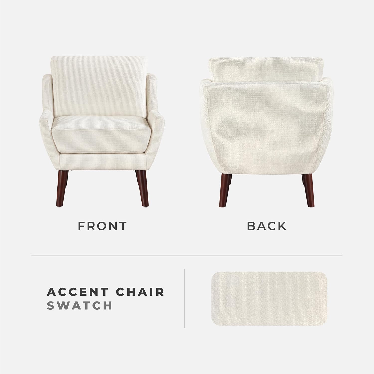 Lexicon Modern Wingback Accent Chair, Chenille Fabric Upholstered Lounge Reading Arm Chair, Solid Wood Legs for Living Room, Bedroom, Supportive Padded Pocket Coil Seat, Easy Assembly, Beige