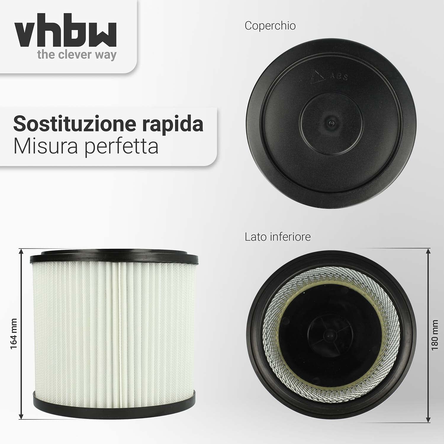Filtro A Pieghe Piatte Vhbw Per Aspirapolvere Hecht 8212, 8314, 8314Z, Nero/bianco, 16.5x14.5 Cm