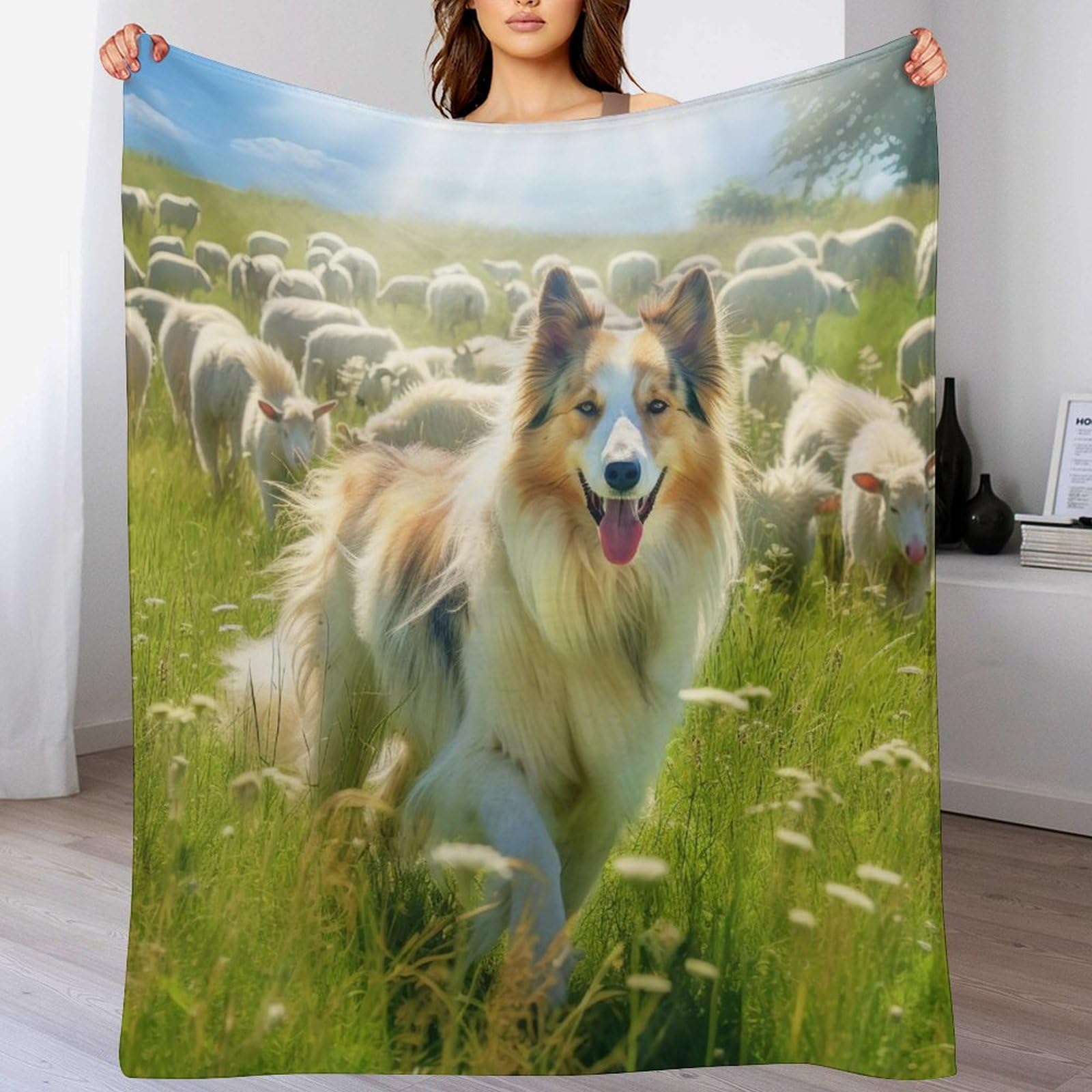 Couverture en flannel de luxe imprimé chien mignon polaire peluche 100x130