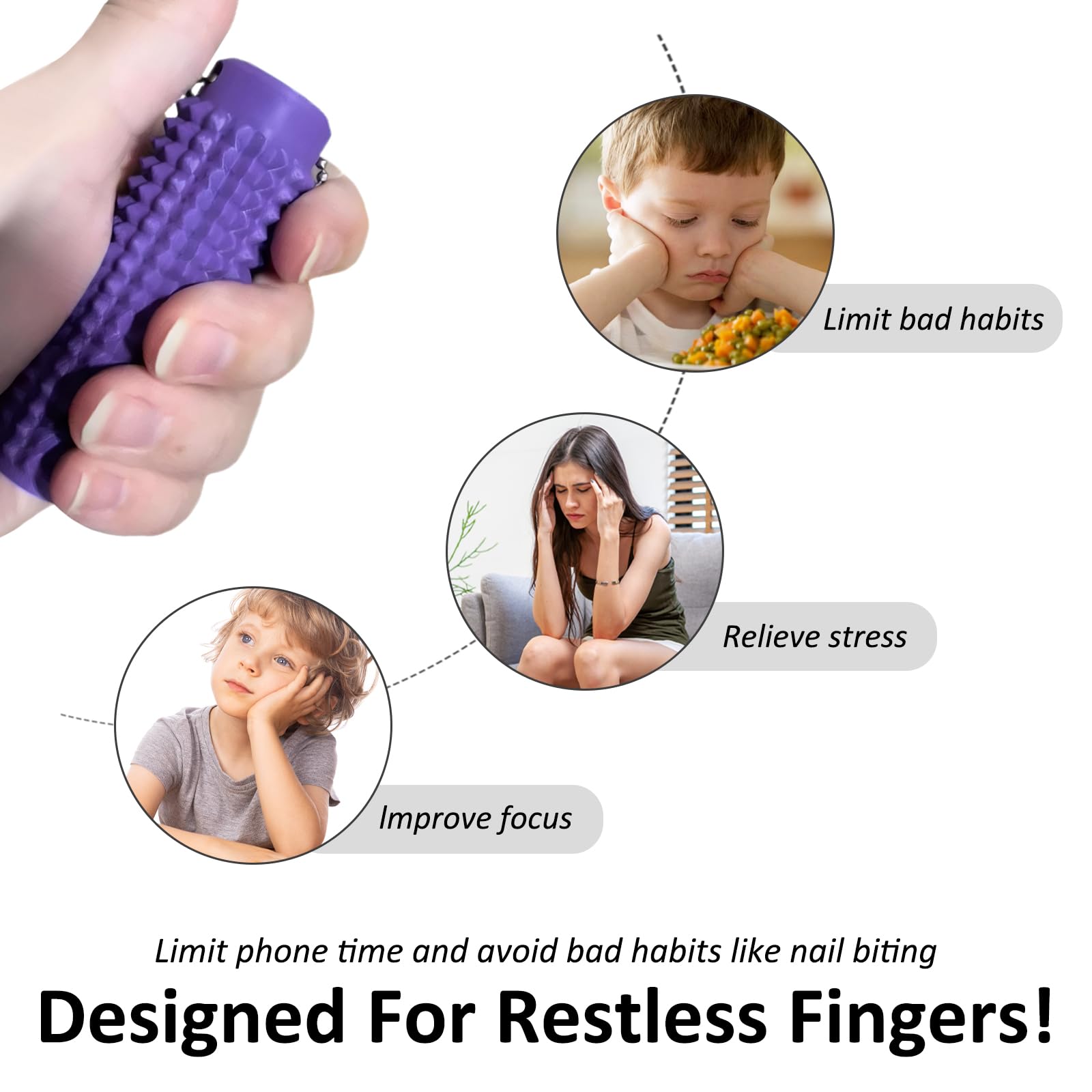Silent Fidget Toys Keychain,Fidget Roller Keychain,Sensory Stones,Strong and Durable,Easy to Carry,Relieve Stress and Anxiety,Hang on Key Bags,Toys for Children and Adults (Purple) - Image 3