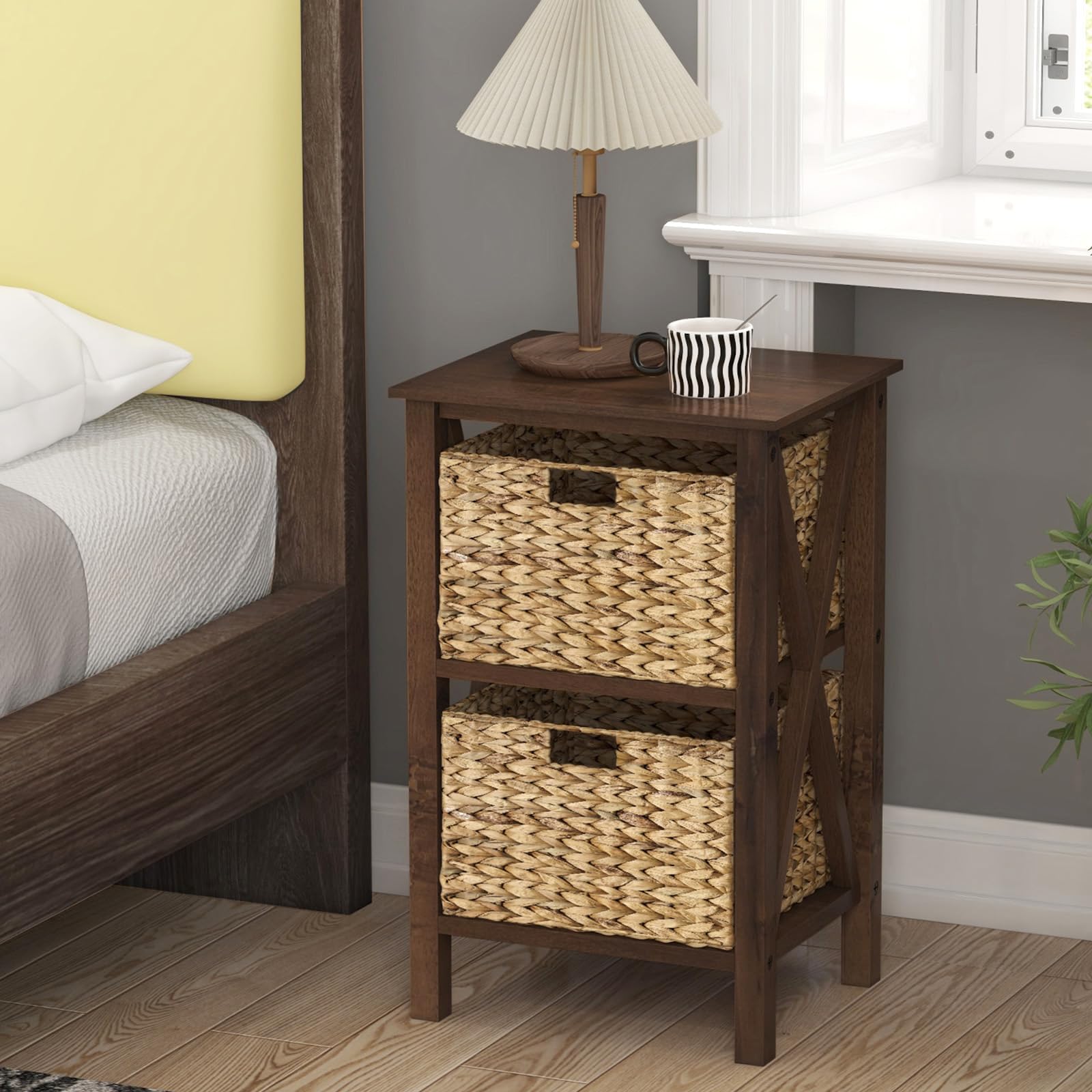 End Table 3 Drawer Basket Nightstand Bedroom Furniture Best Ideas To