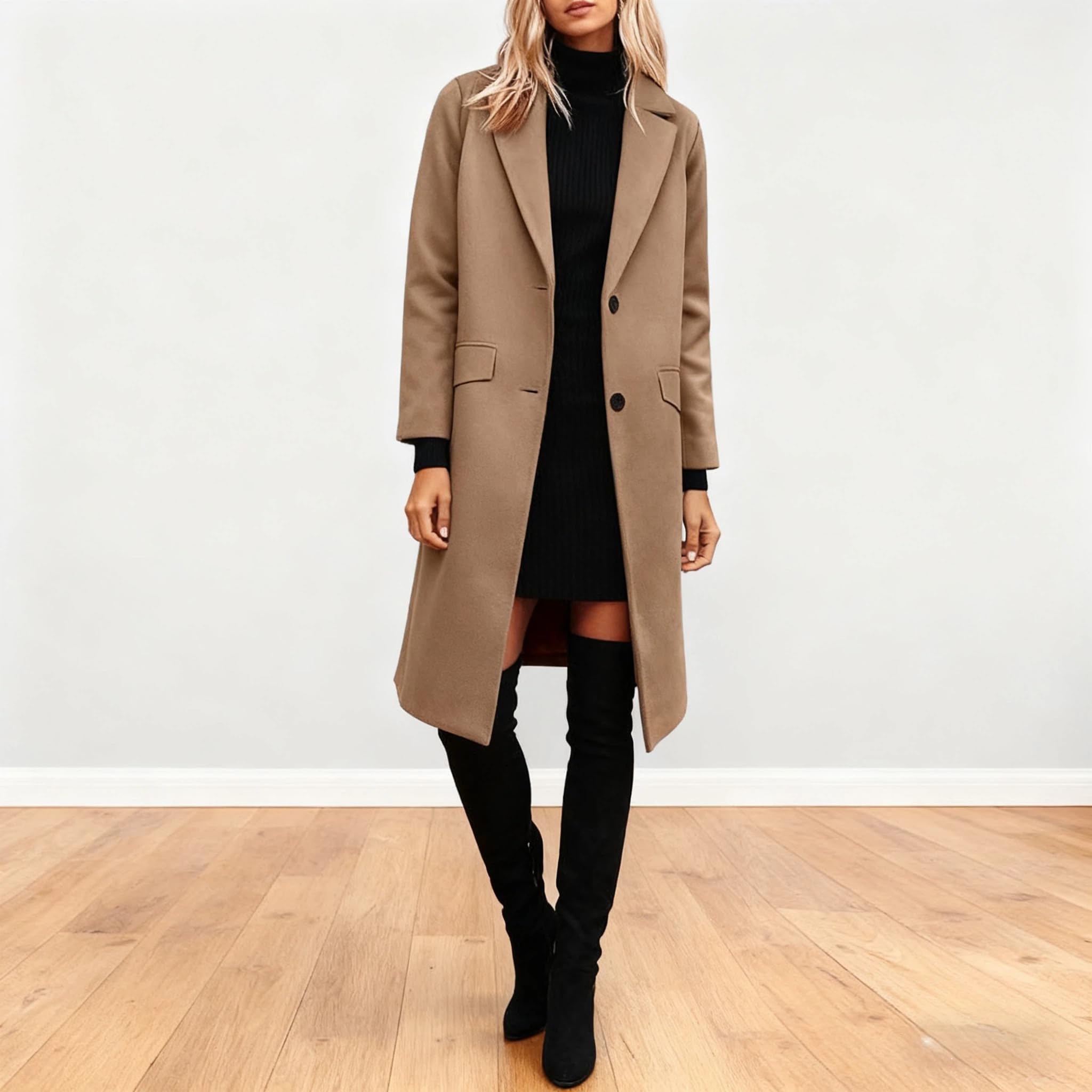 Generico Cappotto Di Lana Da Donna Giacca Invernale In Misto Lana Monopetto Lungo Cappotto Da Pisello Spesso E Caldo Soprabito Da Donna Elegante Antivento Da Lavoro