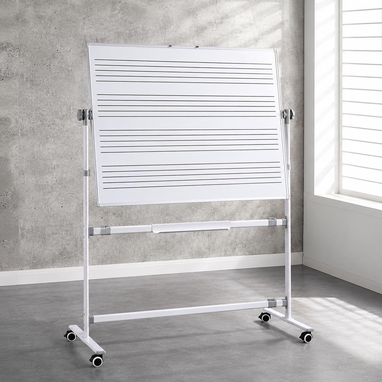Dwustronna tablica magnetyczna na kółkach, 2 sztuki, 90 x 120 cm, przenośna tablica suchościeralna do szkoły, domu i ćwiczeń muzycznych