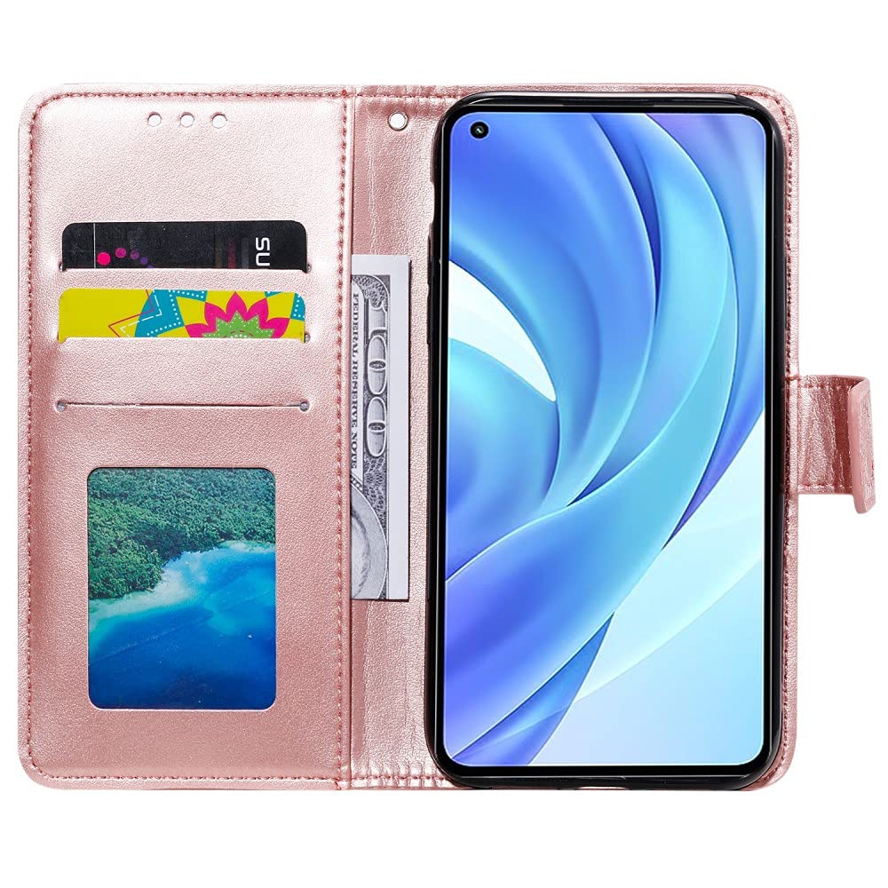 CoverKingz Custodia A Portafoglio Per Xiaomi 11 Lite 5G NE / Mi 11 Lite 5G - Copertina In Ecopelle Con Motivo Mandala Rosa, Slot Per Carte E Funzione Stand