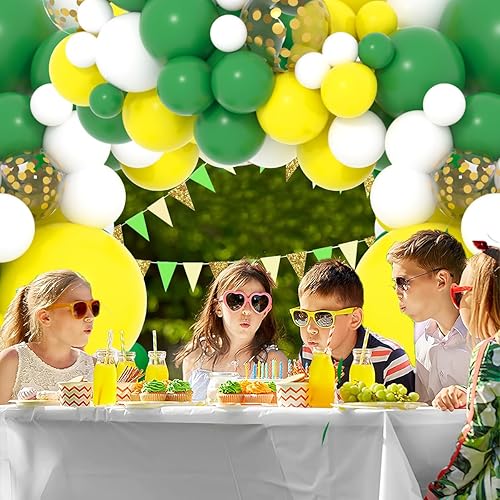 Miniatura 2 de Kit de arco de guirnalda de globos retro verde y blanco, globos de confeti dorado para cumpleaños, baby shower, graduación, boda, verano, jardín,