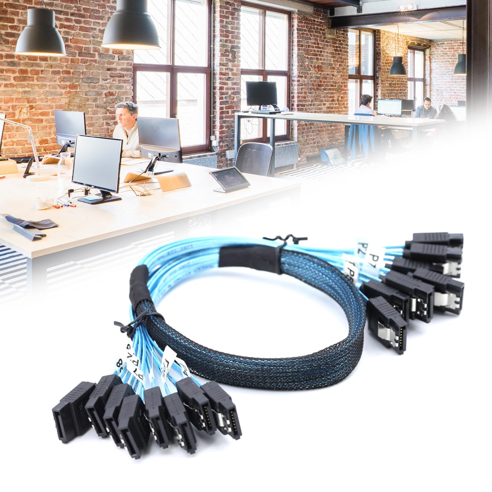 Générique Câble SATA3 à SATA3 à 8Ports 7 Broches, câbles d ' Interface SATAIII 6Gbps pour disques durs internes et contrôleurs Raid, câble de données à Vitesse Rapide