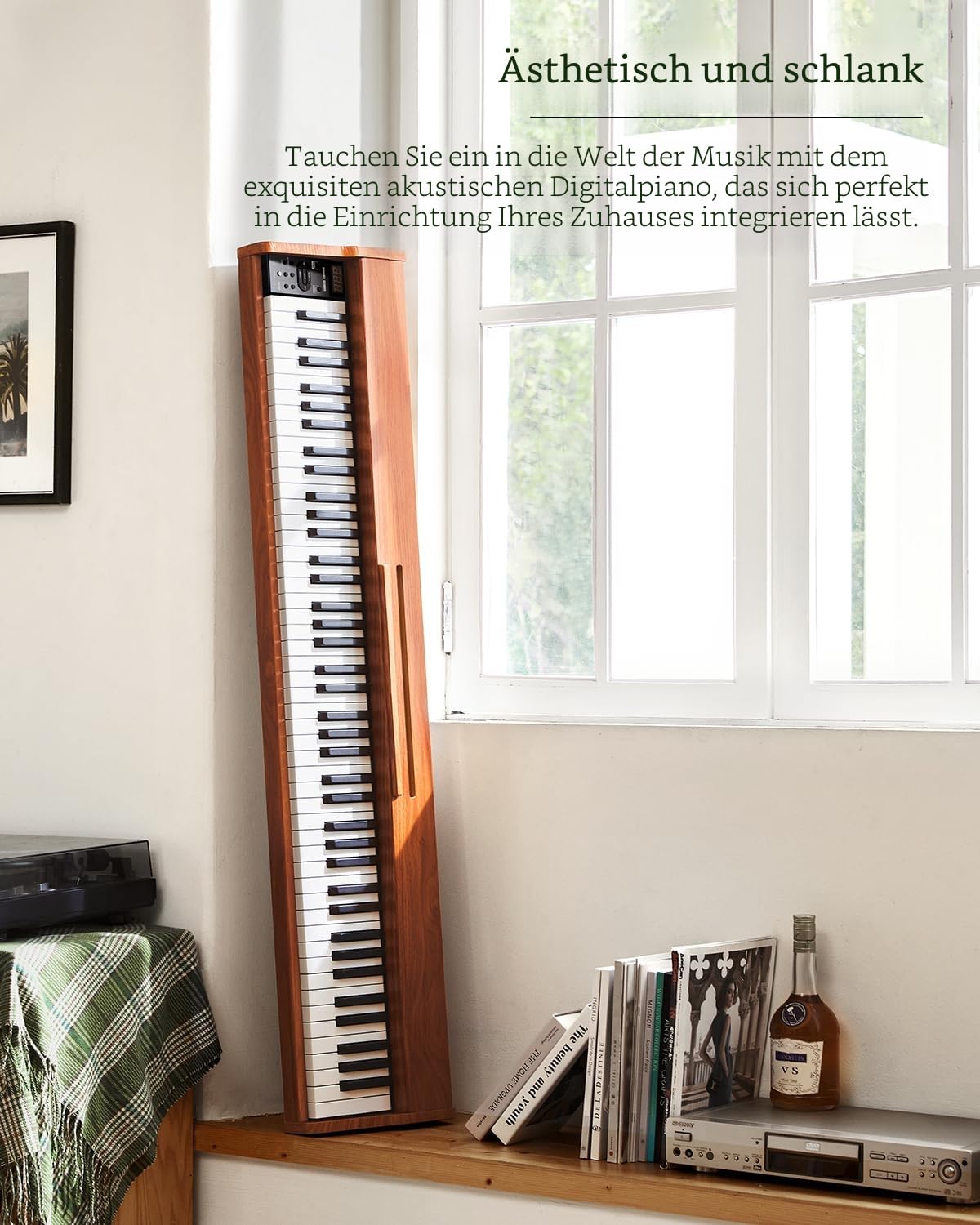 Donner DEP-1S Digitalpiano mit 88 Tasten, Anschlagdynamisches E-Piano für Anfänger, mit Bluetooth, USB-MIDI, 128 Klängen, 100 Rhythmen, Klappständer, Sustainpedal, Tastenaufkleber & Netzteil