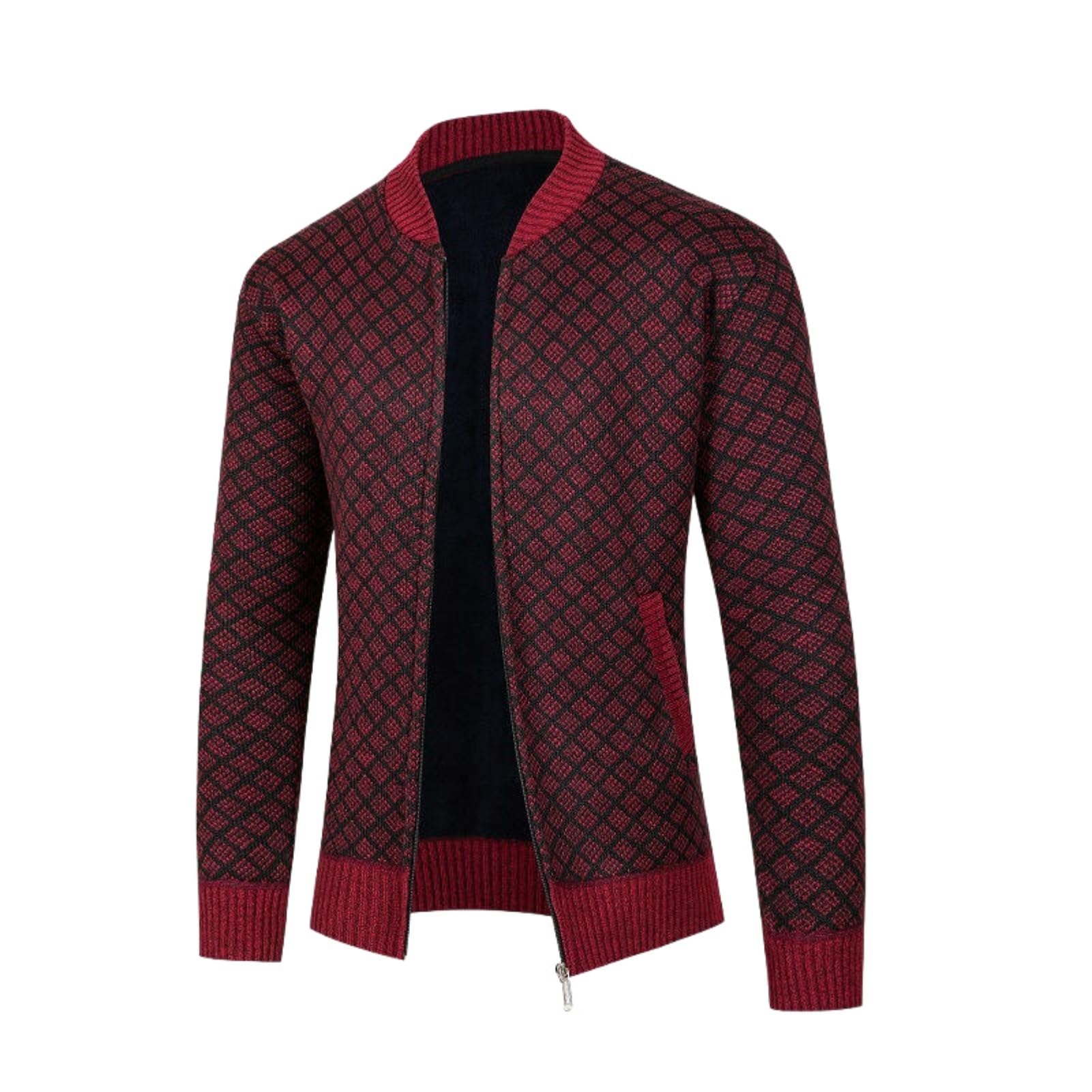 Chaqueta de punto con forro de felpa para hombre en color gris para otoño 6