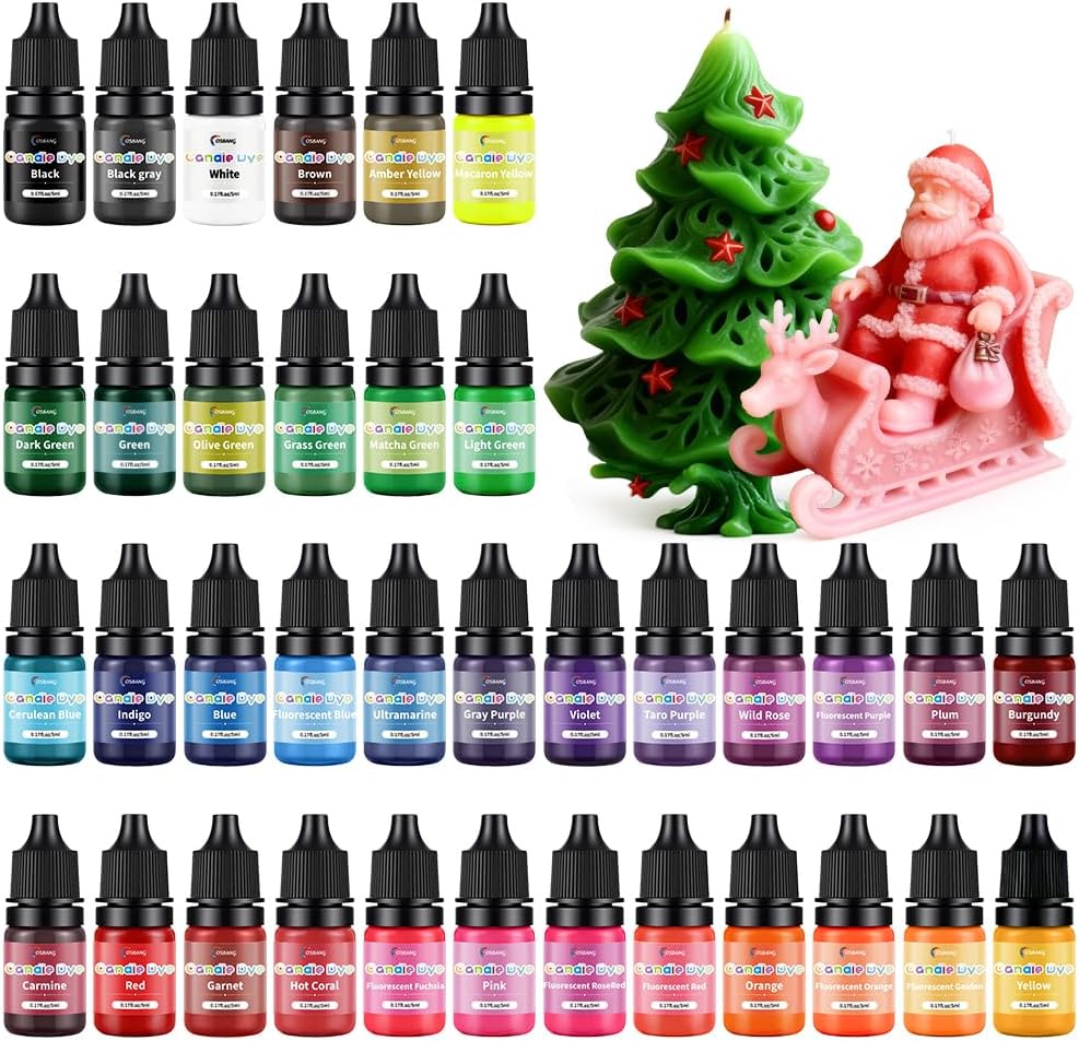 Candle Dye - 36 Colors Highly Concentrated Liquid Wax Dye for Candle Making, Vibrant Oil-Based Candle Color for Soy Wax, Paraffin, Gel Wax