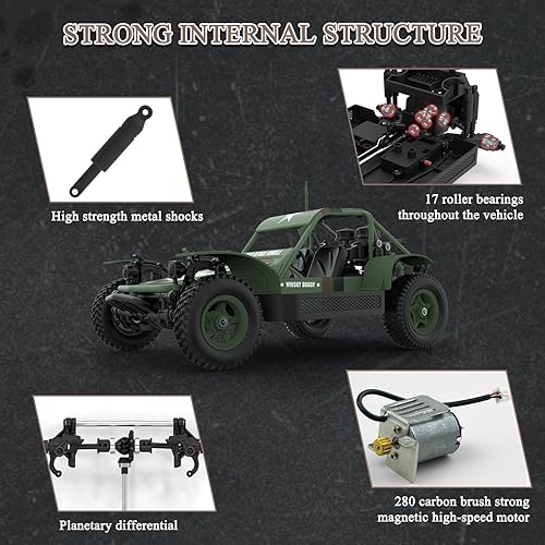 Miniatura 3 de Camión de control remoto del ejército táctico camión 4WD comando militar vehículo todoterreno RC coche con luces niños HobbyToy