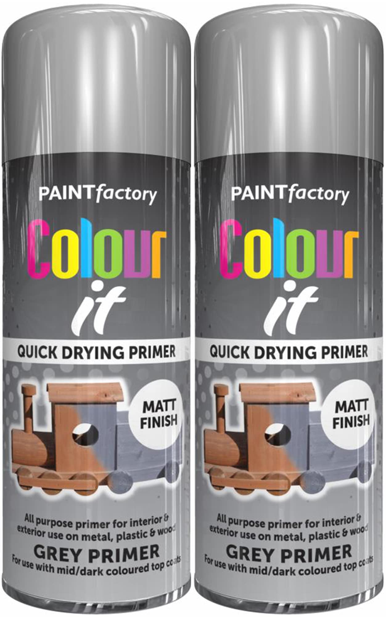 Q & H Quality Household 2 Q&H Professional Grey Primer Spray Paint 400Ml - Ideal Aerosol Paints For Metal, Plastic, & Wood - Interior & Exterior Body Surface Use - Top Coating Painter Touch Matt Finish Quick Drying Home (2)