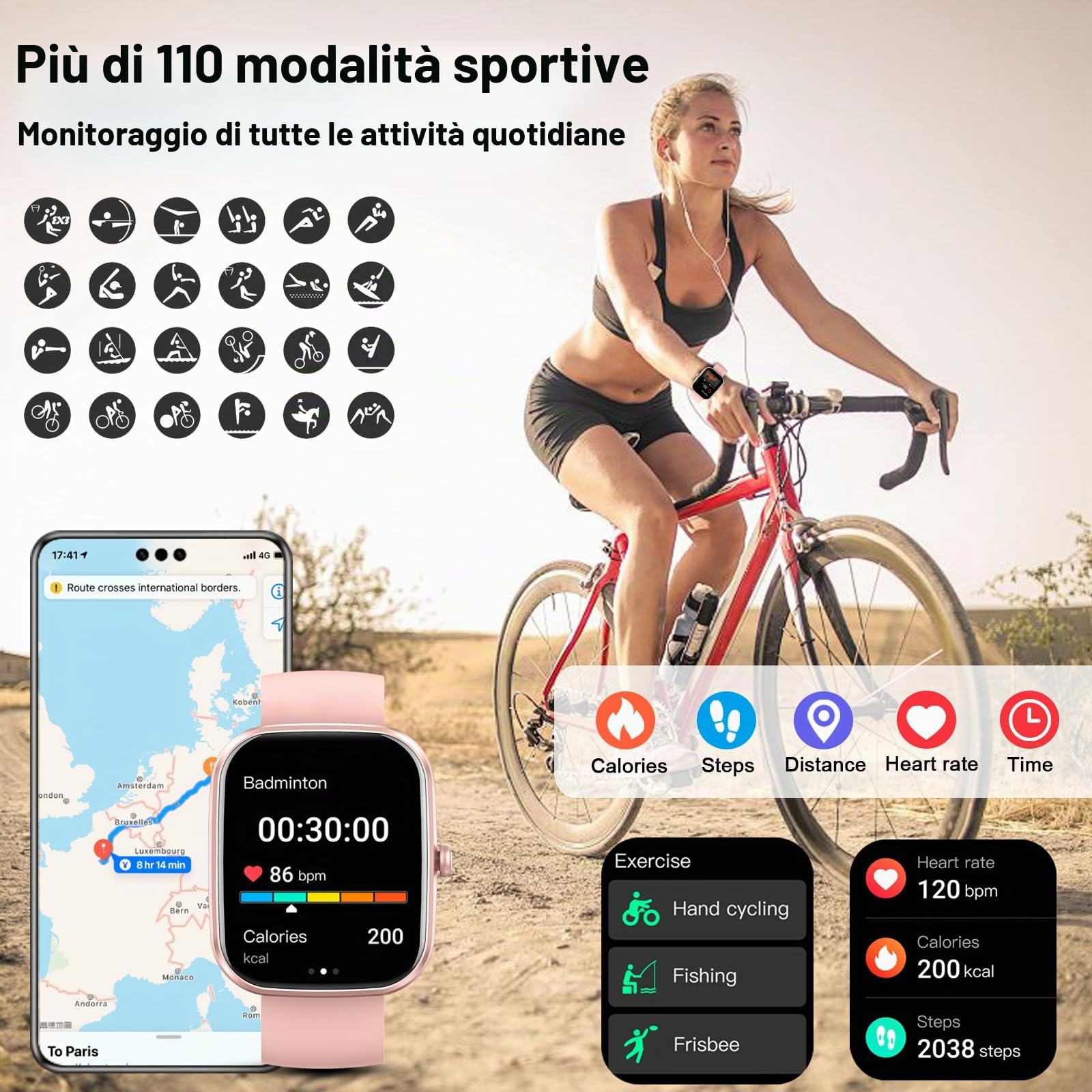 uaue Smartwatch Uomo, 1,43" HD Orologio Smartwatch Uomo con Chiamata Bluetooth,Militari Smart Watch Tracker 160+ Modalità Sportive,bianco