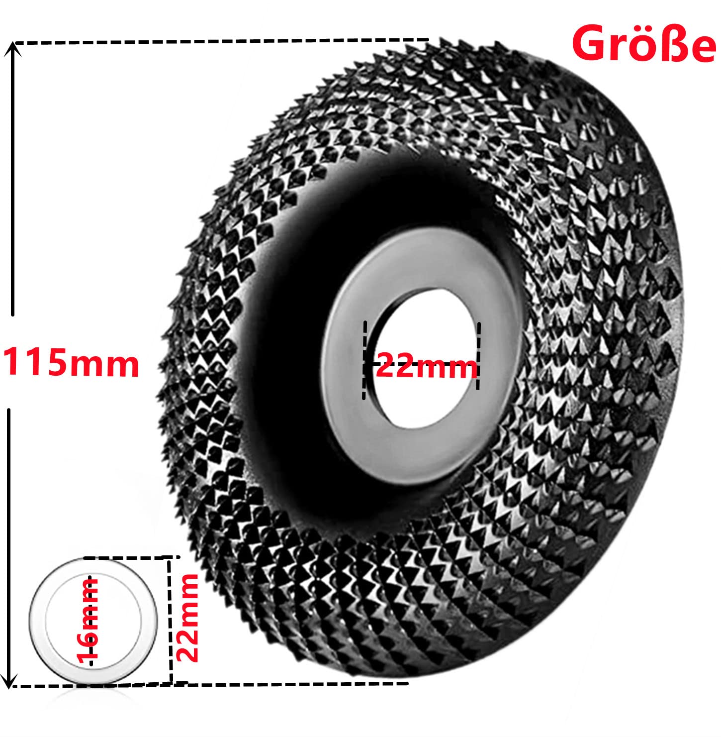 Disco Abrasivo Per Legno 115mm - Per Smerigliatrice Angolare, Mandrino 22mm/16mm, Intaglio E Levigatura