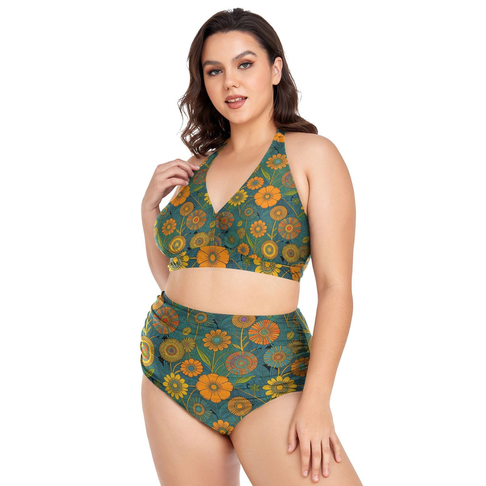 FRODOTGV Curvy damskie dwuczęściowe zestawy kąpielowe L-4XL