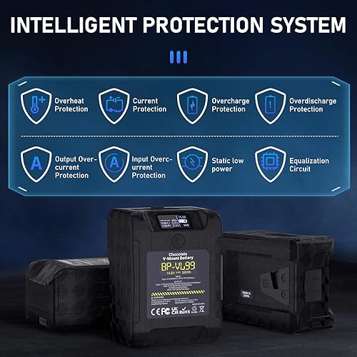 Miniatura 7 de Ulanzi VL99 - Batería de montaje en V, 6700 mAh, 99 Wh, 14.8 V, mini V-Lock compatible con cargador rápido PD USB-C de 65 W, con 2 D-TAP, USB-A,