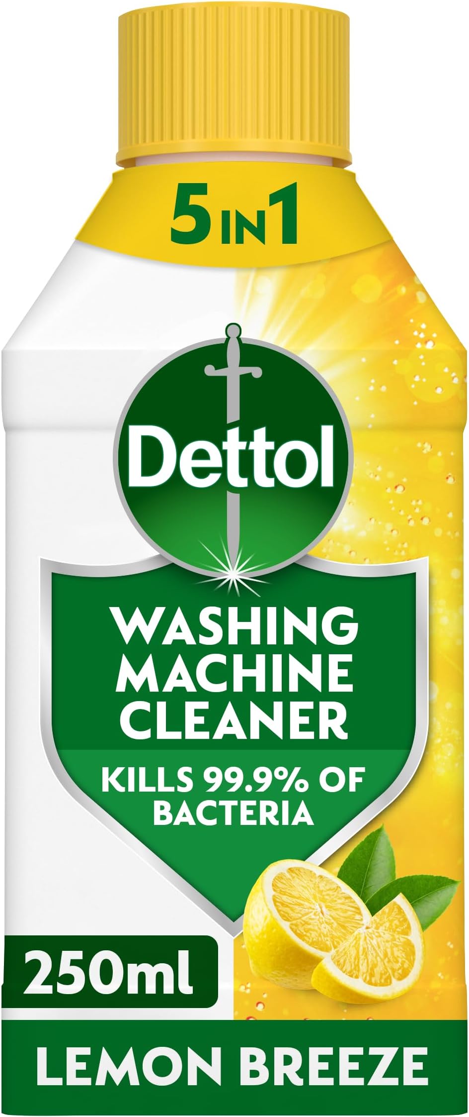 Washing Machine Cleaner, Lemon Scent, 250ml, Antibacterial, Removes Bacteria, Bad Odours, Limescale and Hidden Dirt, Lasting Freshness, Kills 99.9 Percent of Bacteria