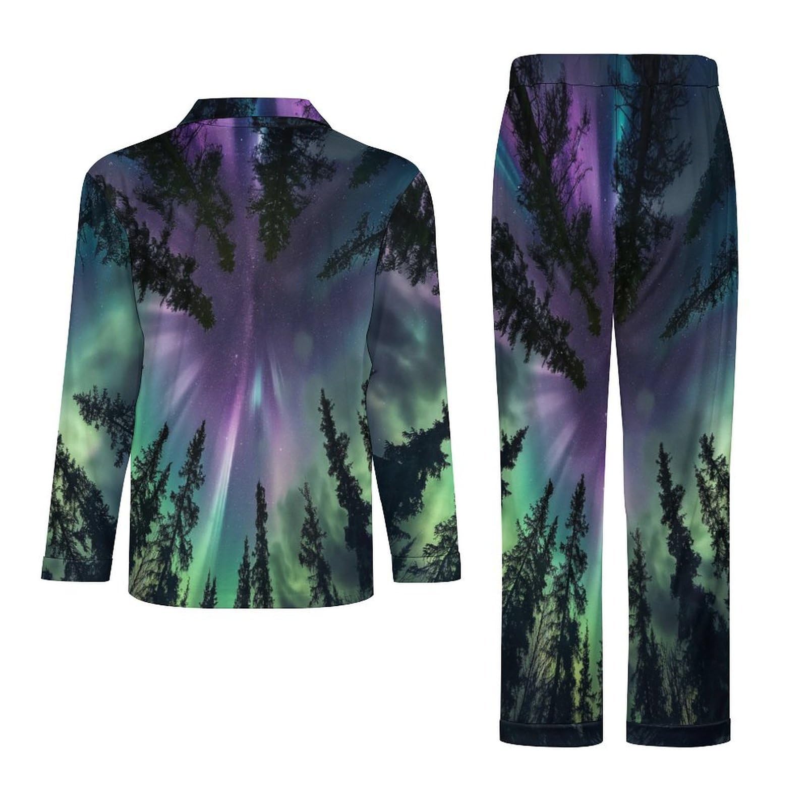 OLEETS Completo Pigiama da Uomo 2 Pezzi - Cielo Notturno Pigiama Invernale Casual Morbido da Notte Completo con Top E Pantaloni A Maniche Lunghe 2 Pezzi Pigiama Largo