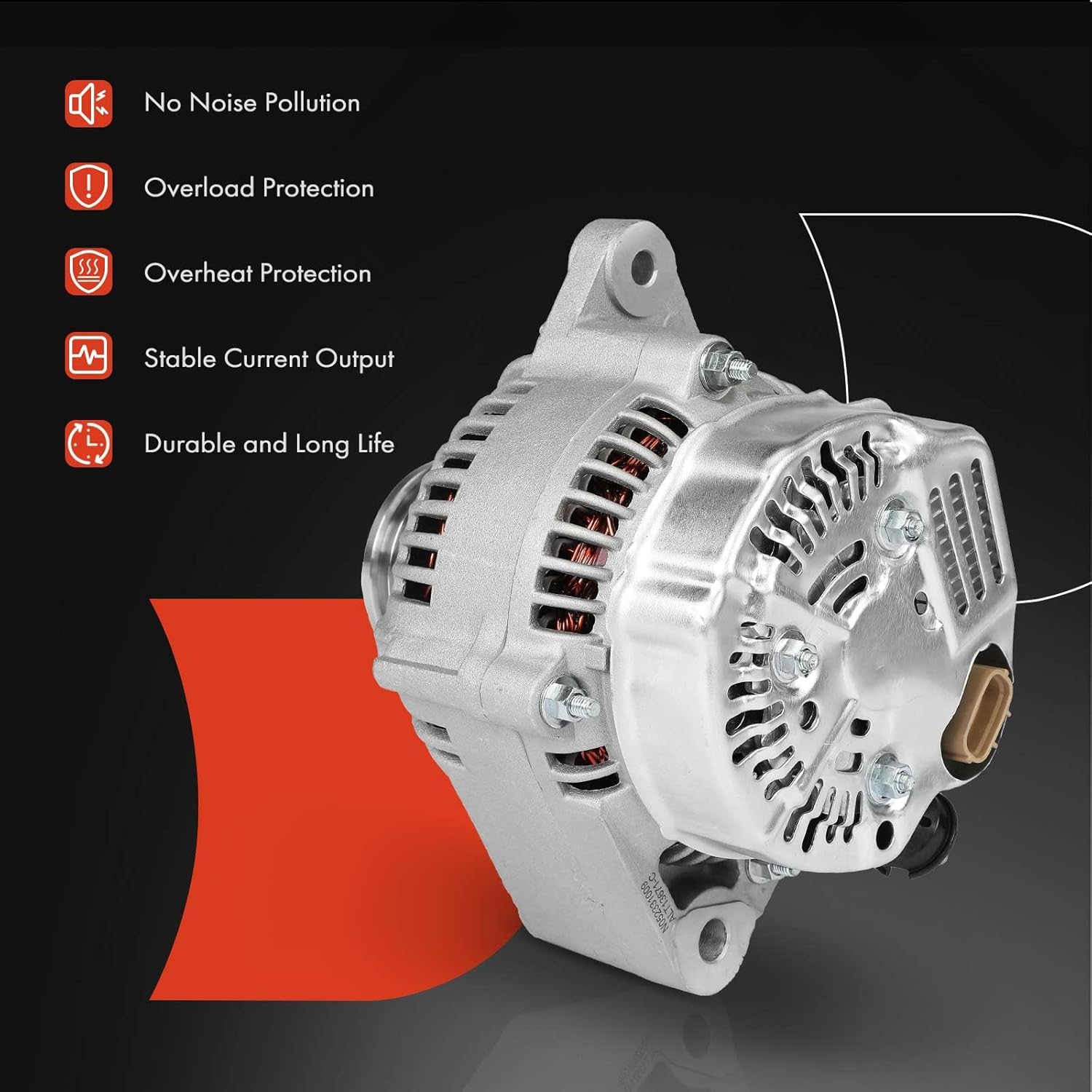 A-Premium Alternator Compatible with Toyota Tacoma 1995-1999, Tundra 2000-2002, 4Runner 1996-1998, T100 1995-1998, 3.4L, 12V 70A 4-Groove Pulley Clockwise, Replace# 2706062110, 270606211084