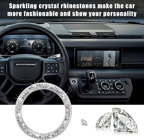 Miniatura 5 de Anillo de decoración de arranque de motor de automóvil con doble diamantes de imitación, calcomanía brillante para botón de arranque, encendido de