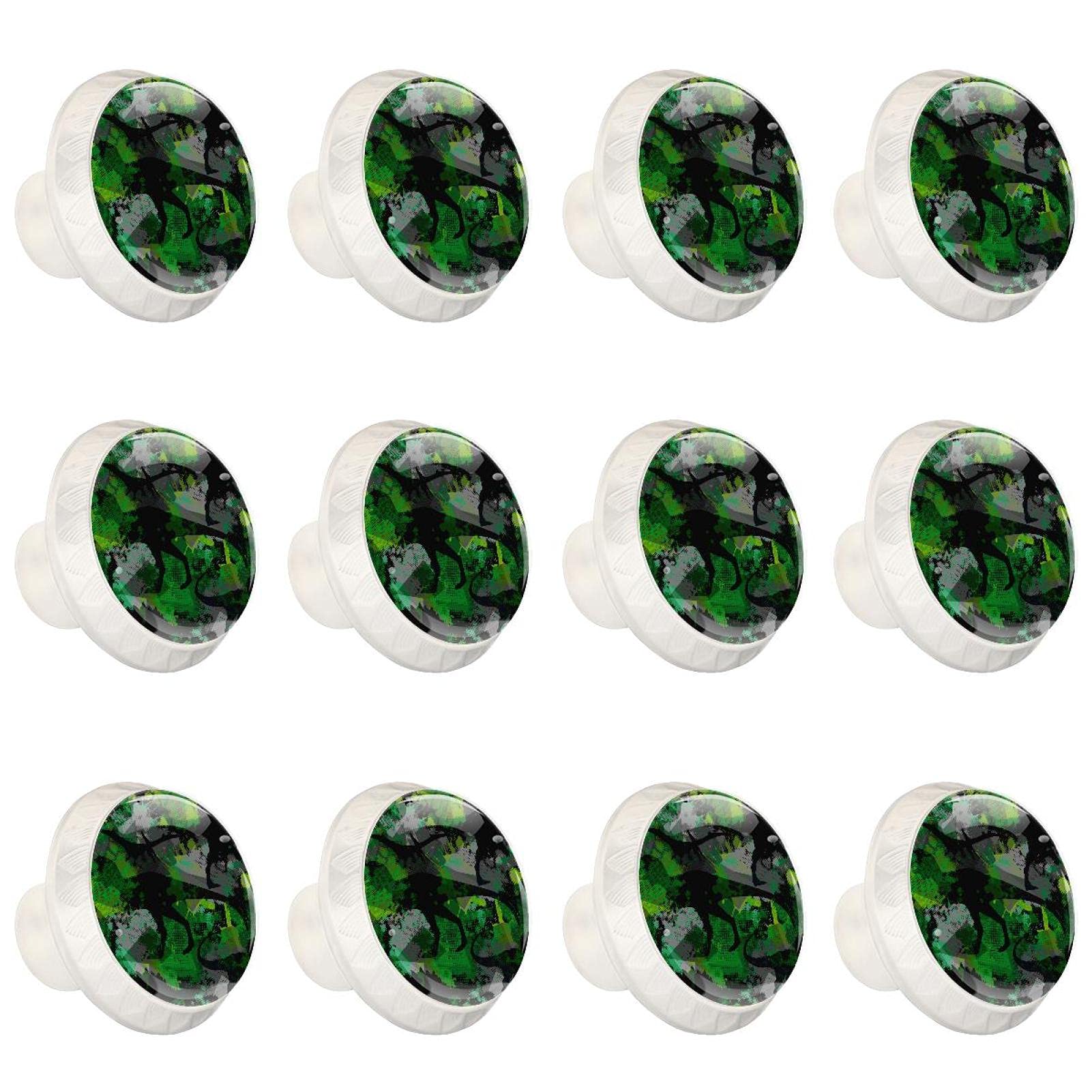 Boutons de cuisine dinosaure camo vert poignée tiroir commode placard ronds x12