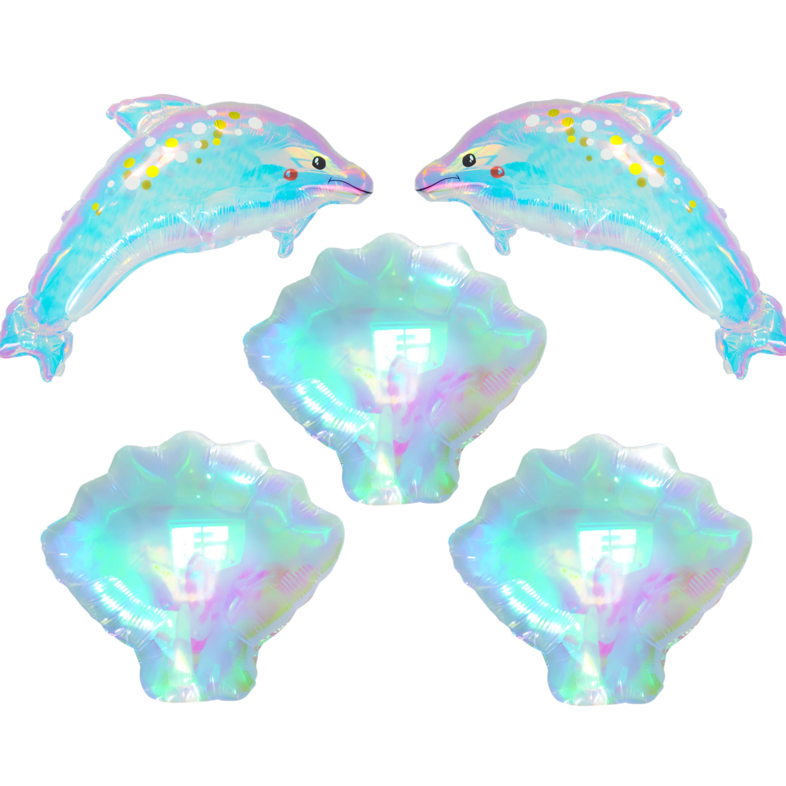 5 Pcs Dolphin Sea Shells Foil Balloons/Ocean Themed Under The Sea Party Decor/Kids Baby Shower Wedding Birthday Party/Mermaid Sea Theme Party Supplies