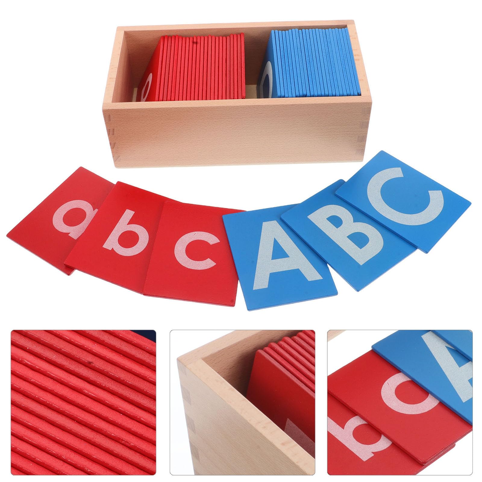 BESTonZON Montessori Lettere in Legno con Abrasiva Strumento Educativo Tattile per Materiale Didattico Sicuro per Scuole e Asili Apprendimento Linguistico Interattivo