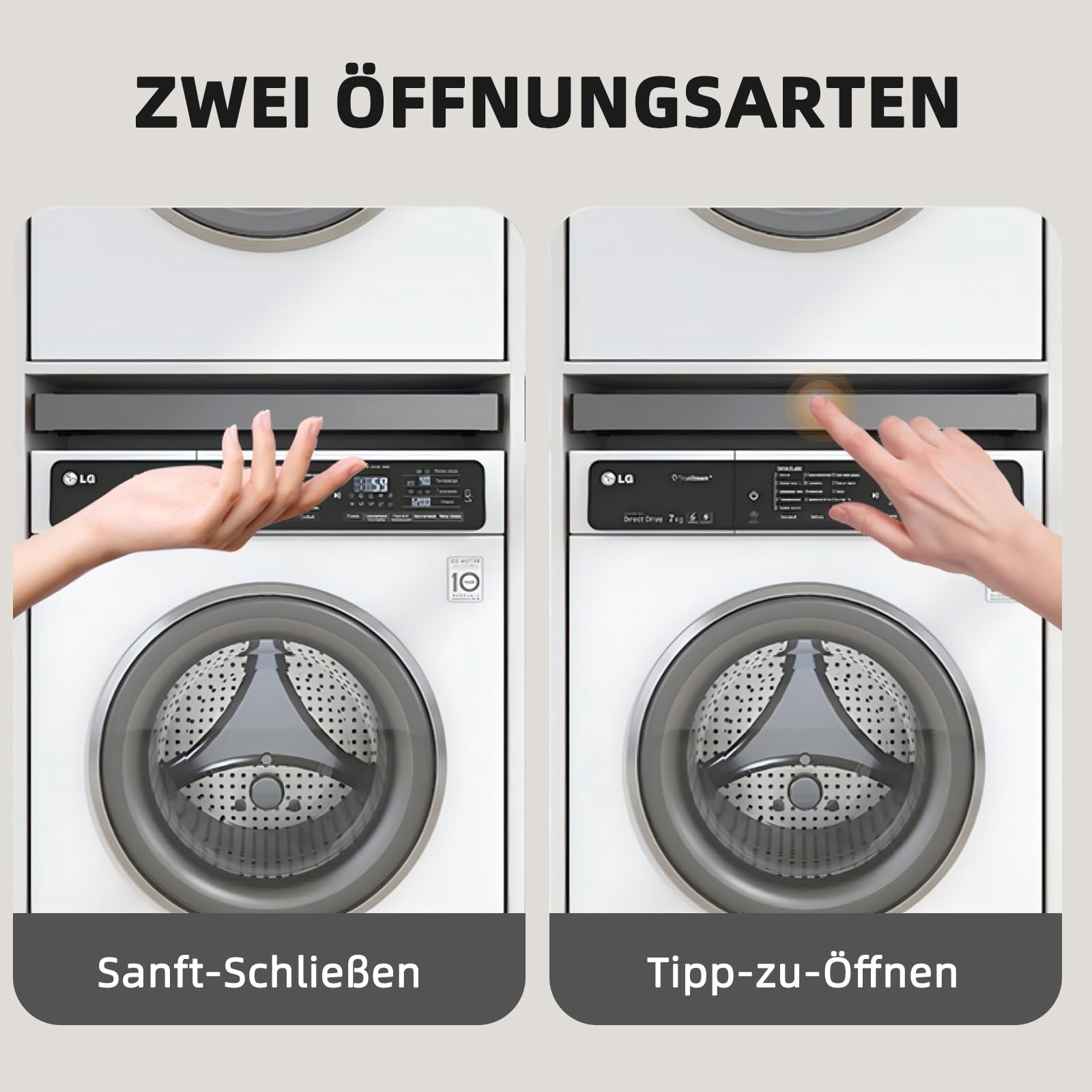Hoconnie Versteckter Ausziehbarer Hosenhalter Platzsparend über der Waschmaschine Wand-Trockenstange aus Aluminiumlegierung Sanft-Schließen Tiefe 540mm Breite 560-610mm Weiß