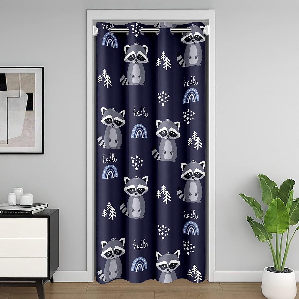 Rideau de porte raton laveur cadeau original décoration chambre adolescents