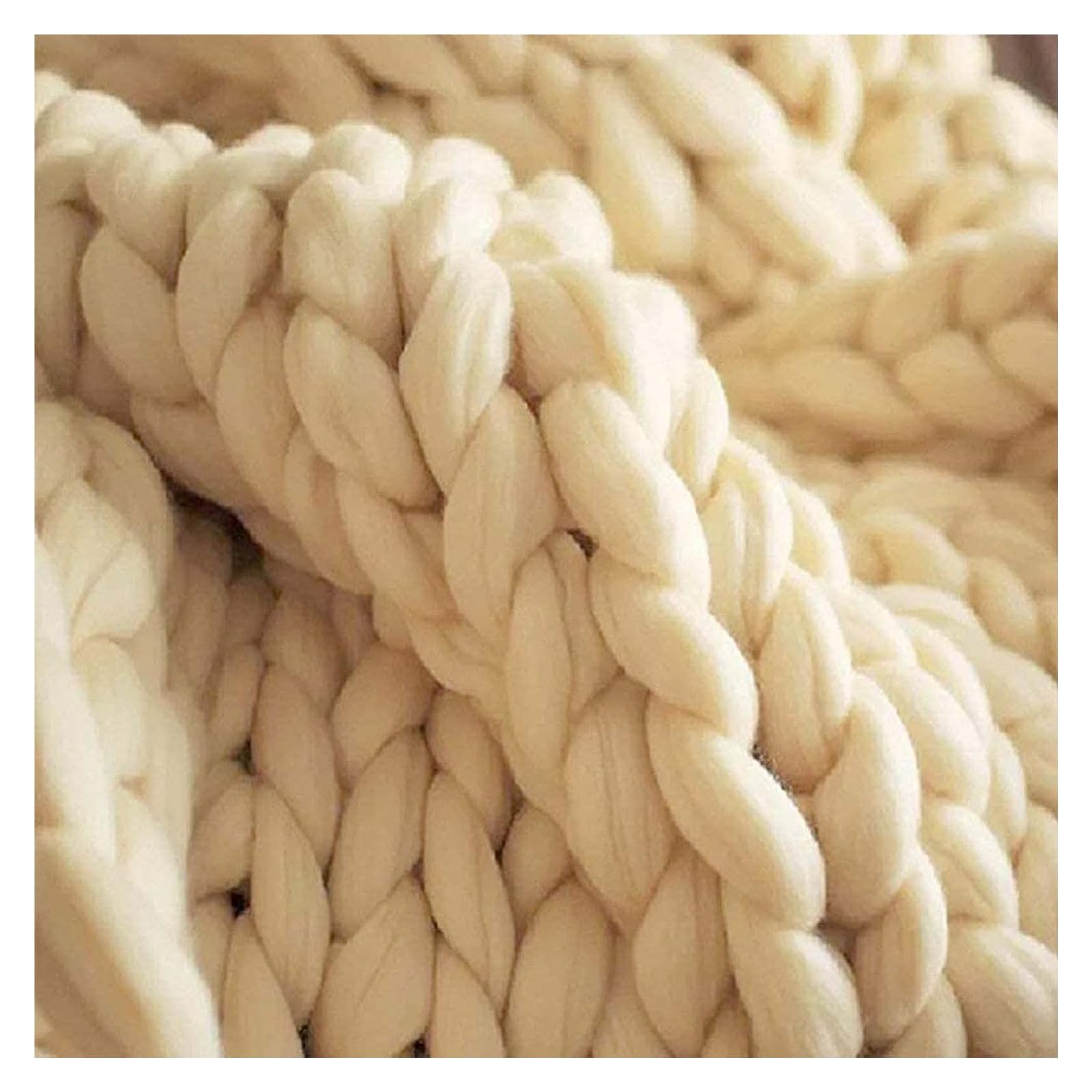 Coperta in maglia spessa, fatta a mano, morbida, voluminosa, per lavorare a maglia, grande, per camera da letto, divano, sedia, arredamento per la casa, calda e morbida coperta (beige 80x80 cm, beige)