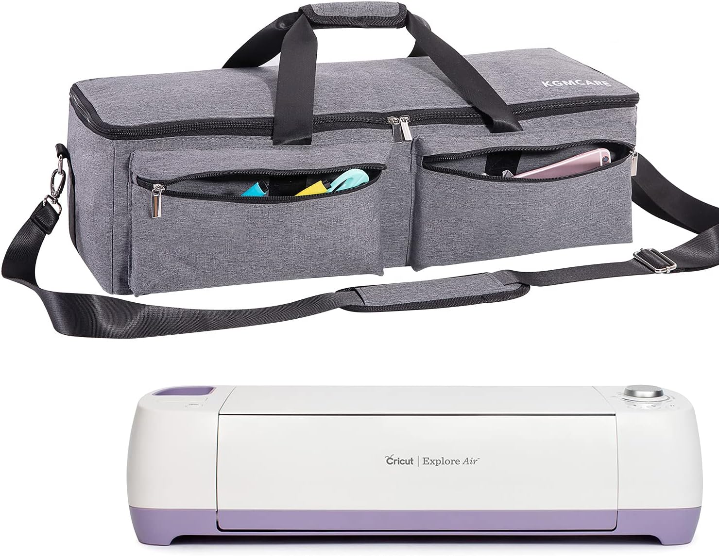 KGMCARE Carrying Bag Compatible with Cricut Explore Air and Maker, Waterproof Tote Bag Compatible with Cricut Explore Air and Supplies- Bag Only (Grey)