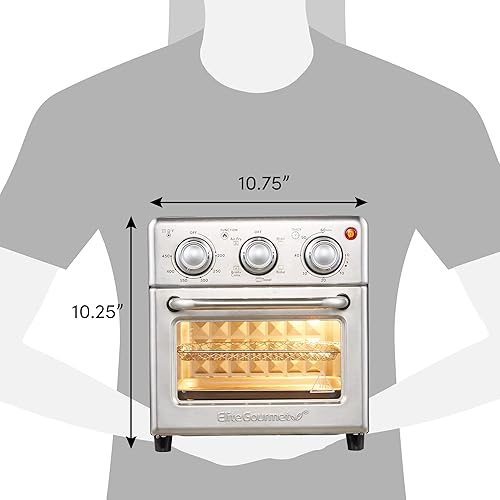 Miniatura 9 de Elite Gourmet EAF0852SS - Horno freidora de aire de 8.5 cuartos de galón, freír al aire, asar, tostar, hornear y asar con controles de convección,