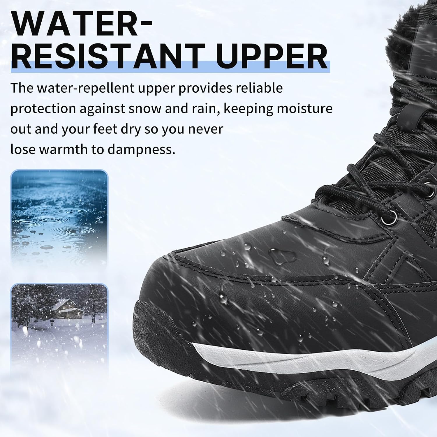 Snow Boots for Men Winter Waterproof Warm Fur Lined Shoes Non Slip Ankle
