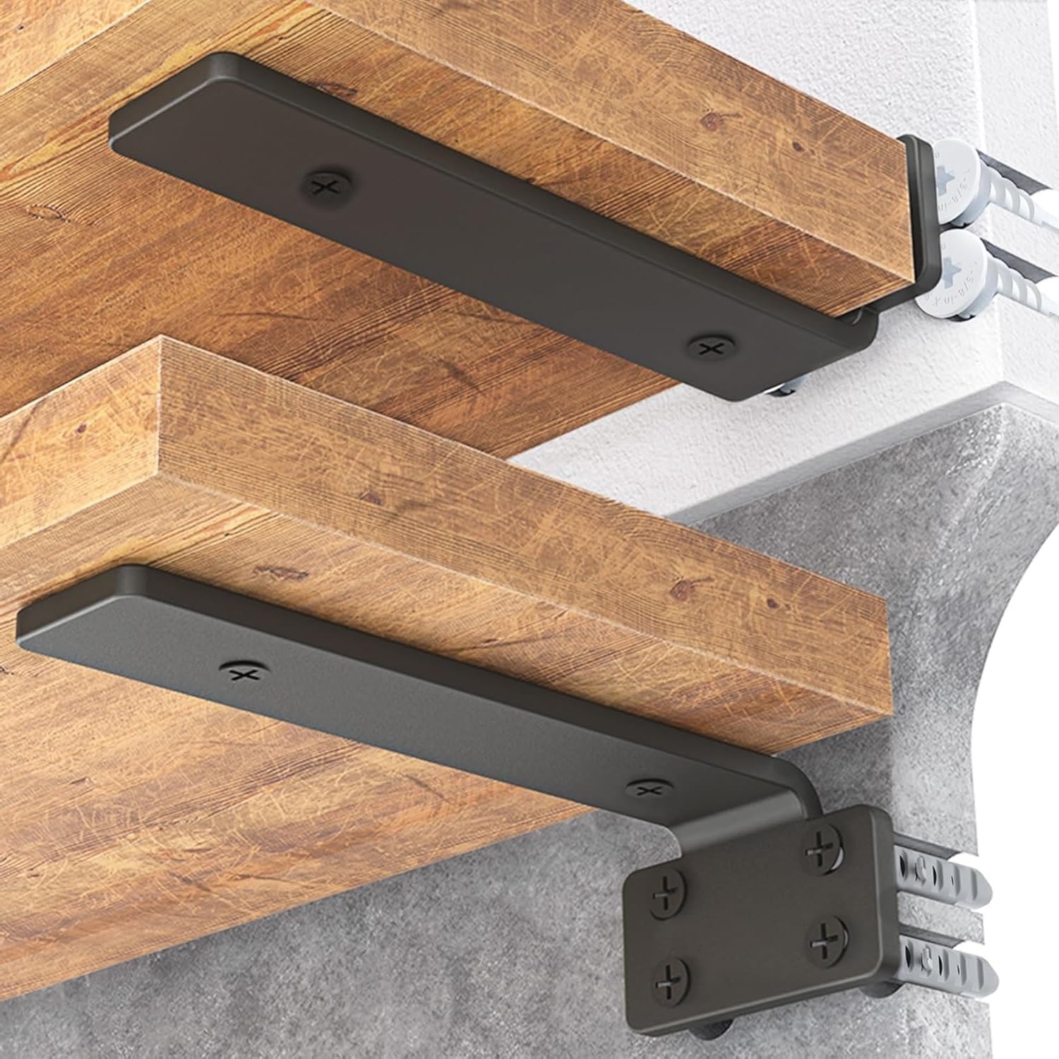 Q1 Beads 2 Pack 10 cm Metal Heavy Duty(4mm) Thick 40 Kgs. Load Capacity Shelf Bracket, Heavy Duty Floating Bracket for Shelves,Black Powder Coated Wall Shelf Support Brackets (4 inches)-image-21