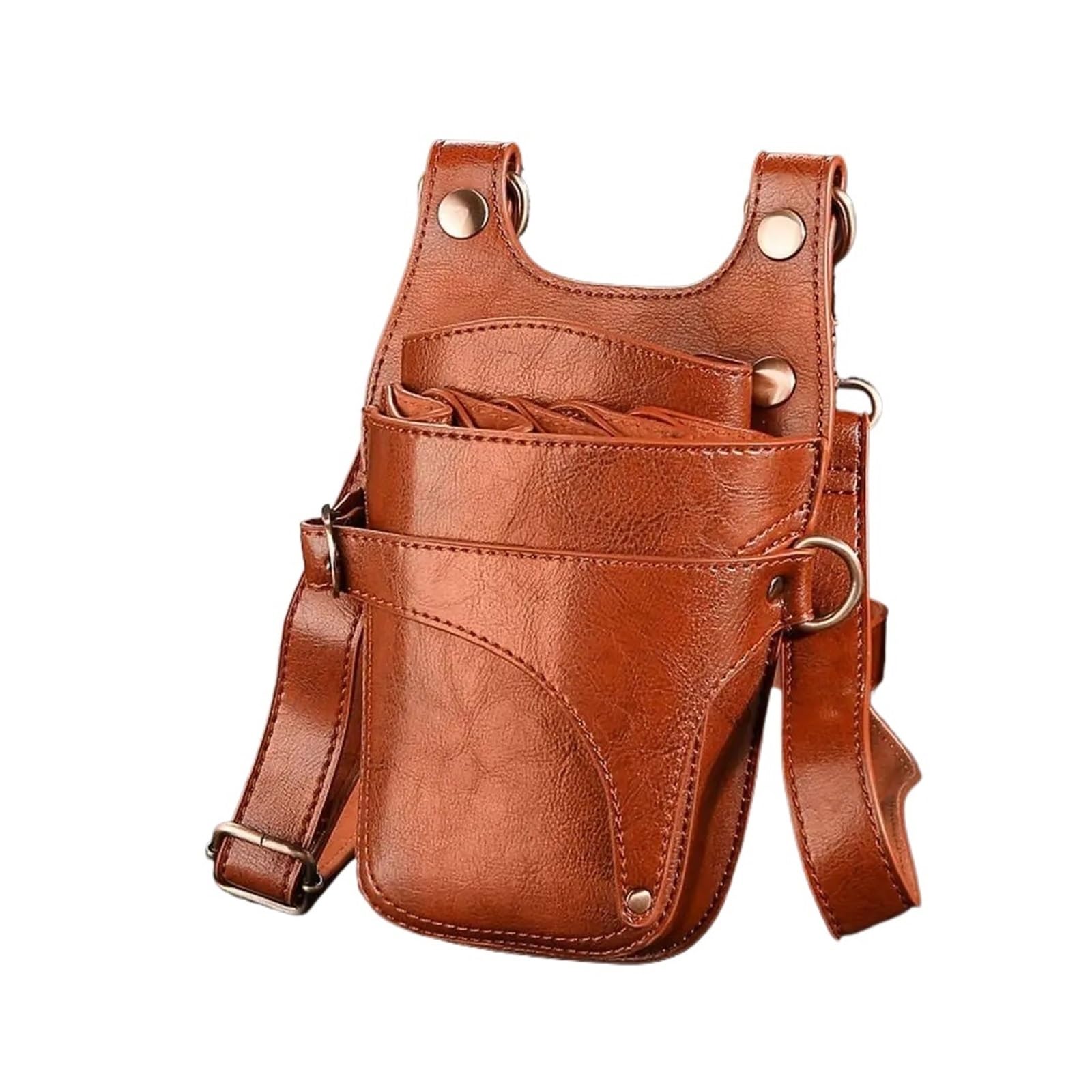 Salone Parrucchiere Barbiere Parrucchiere Fondina Custodia Forbici Parrucchiere Borsa for Parrucchiere, Stilista, Barbiere(Brown)
