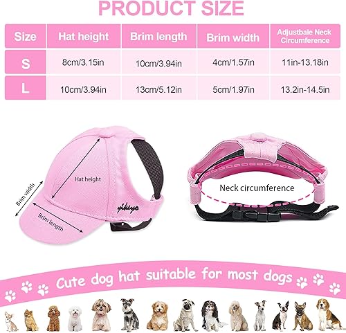 Miniatura 6 de Sombrero de perro para perros pequeños y perros medianos y grandes, sombreros para perros hembras para perros, sombrero de sol ajustable para