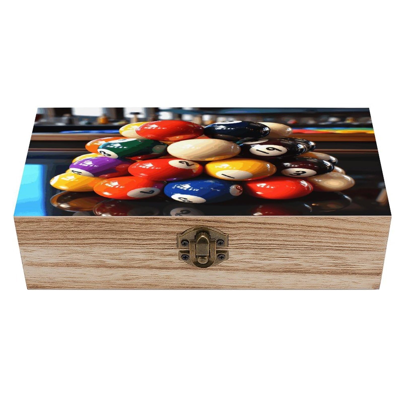 Coffre de rangement en bois rétro avec couvercle pour souvenirs de billard