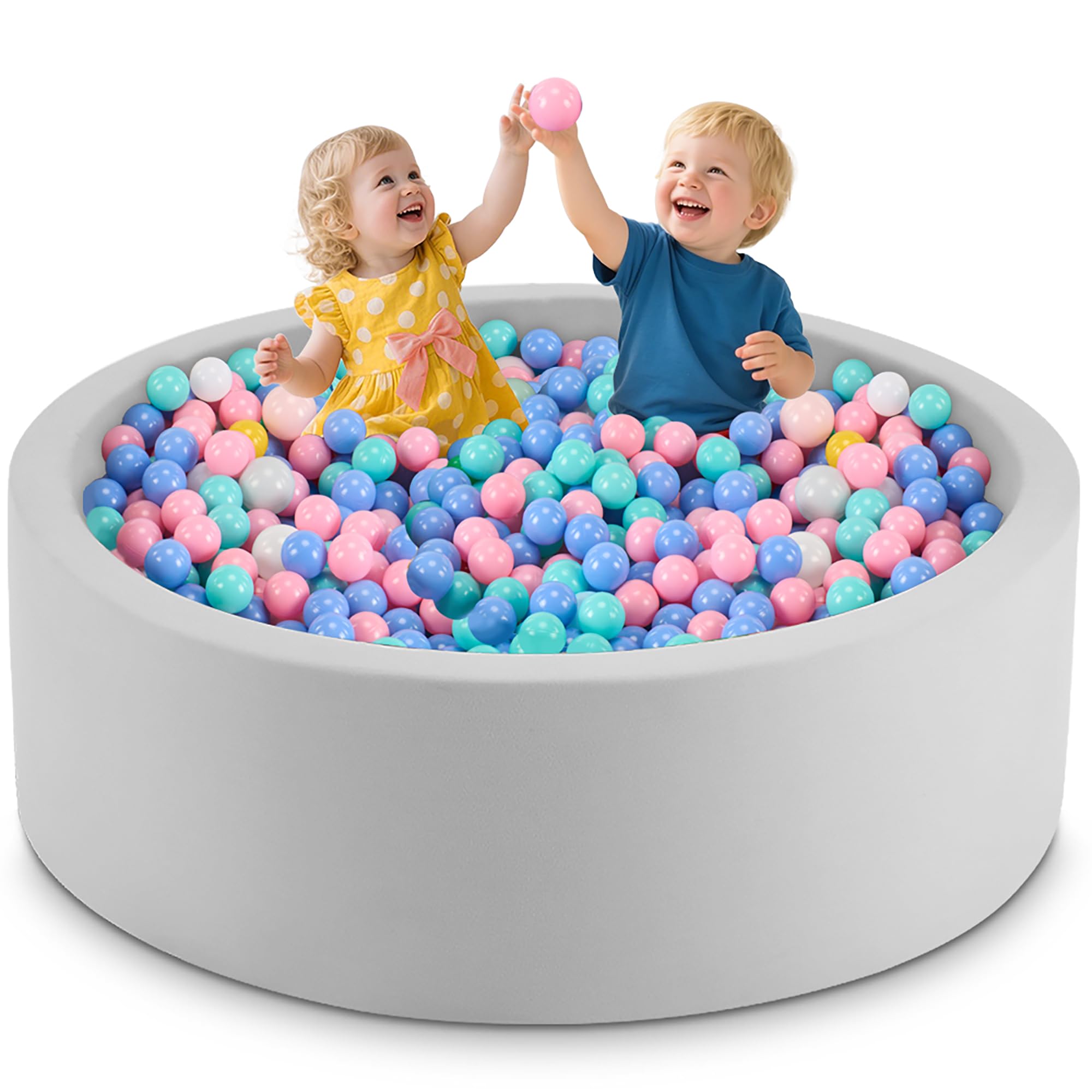 Aunekiv 47.2" x 15.7" Foam Ball Pit for Toddlers, Baby Round Balls Pool for Babies 1-3, Kids Play Ball Pits Ideal Gift for Boys and Girls, Balls Not