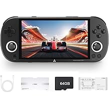 Trimui Smart Pro Retro Handheld Gaming Console Video Gaming Console Dual Joystick Design 4.96 inch 720x1280 IPS Screen 5000mAh Built-in 64G TF Card Portable Game Console Linux System Black