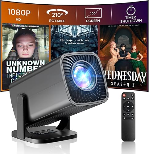 Mini proyector, soporte Full HD 1080P portátil proyector de película para exteriores, proyector inteligente compatible con smartphone/TV