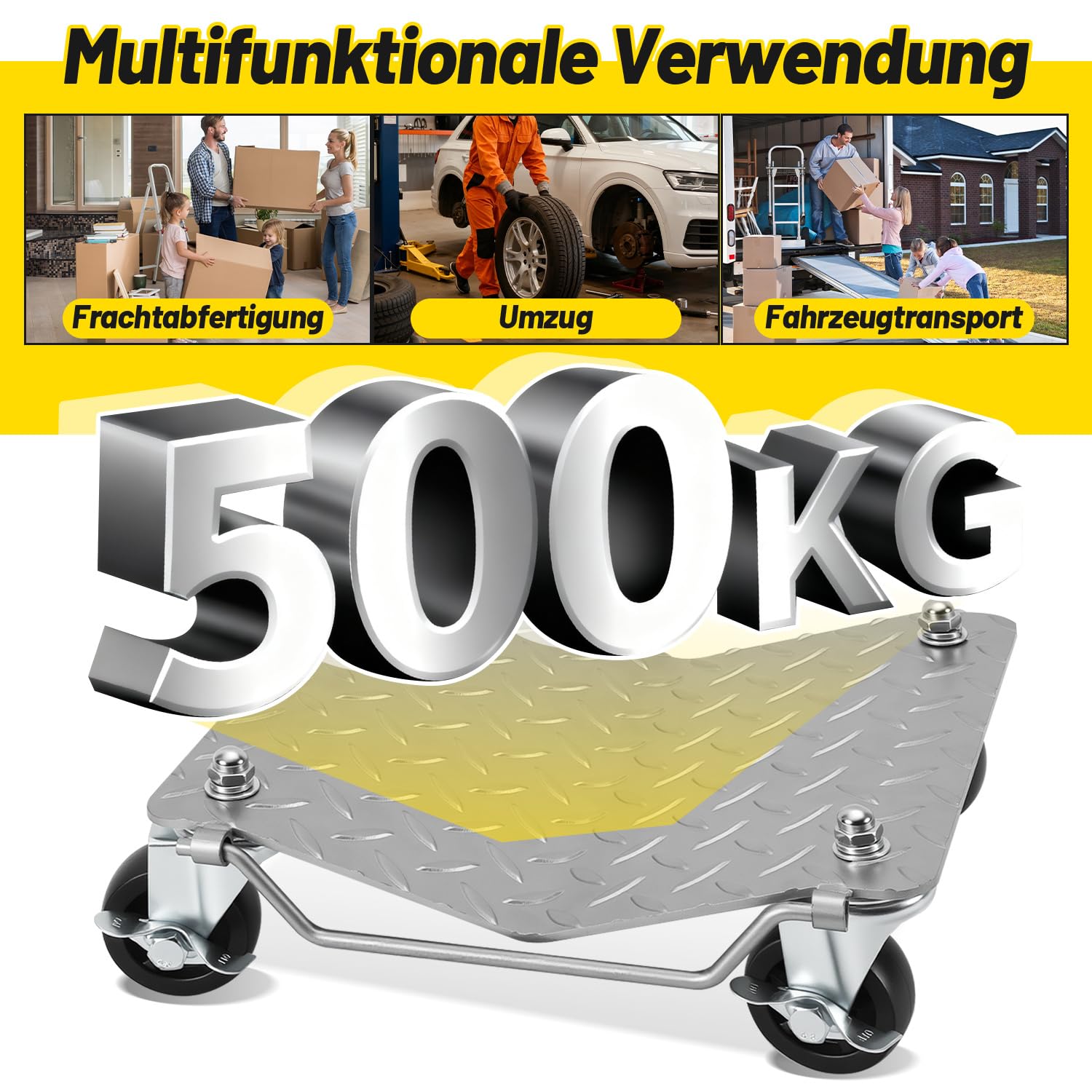4 carrelli di manovra per auto, 500 kg per piattaforma