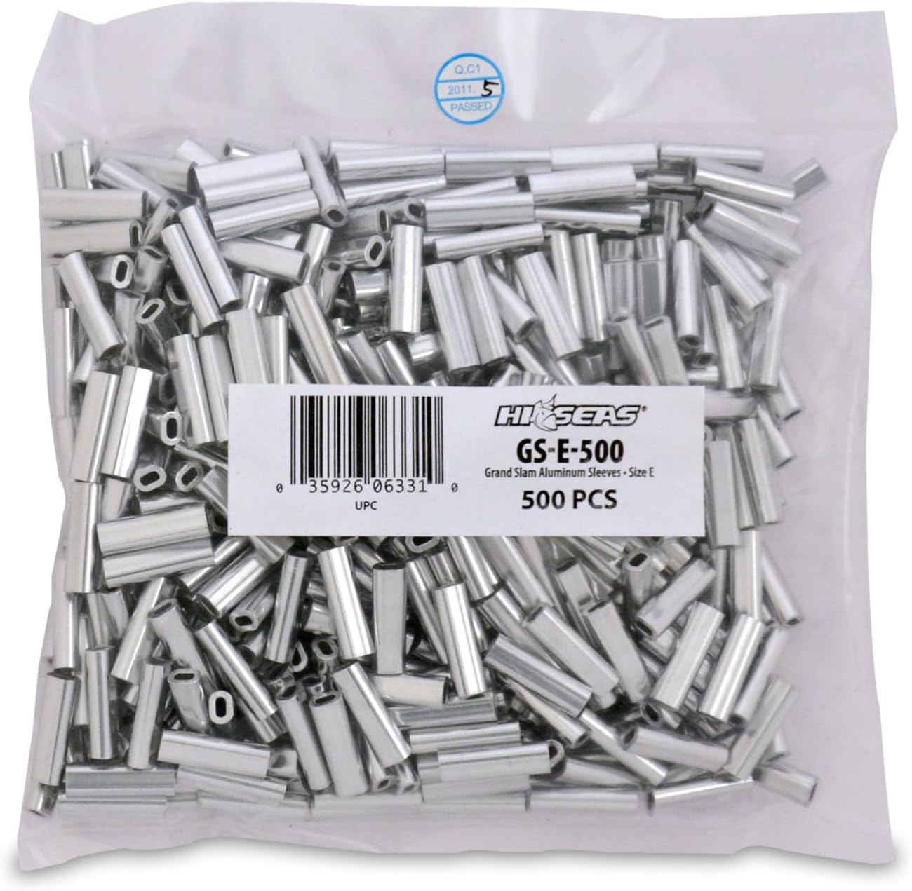HI-SEAS Grand Slam Aluminum Fishing Line Crimp Sleeves - Bulk 500 Pieces, Durable and Strong Crimps for Monofilament 40lb Test up to 600lb Test for Saltwater Fishing Leaders