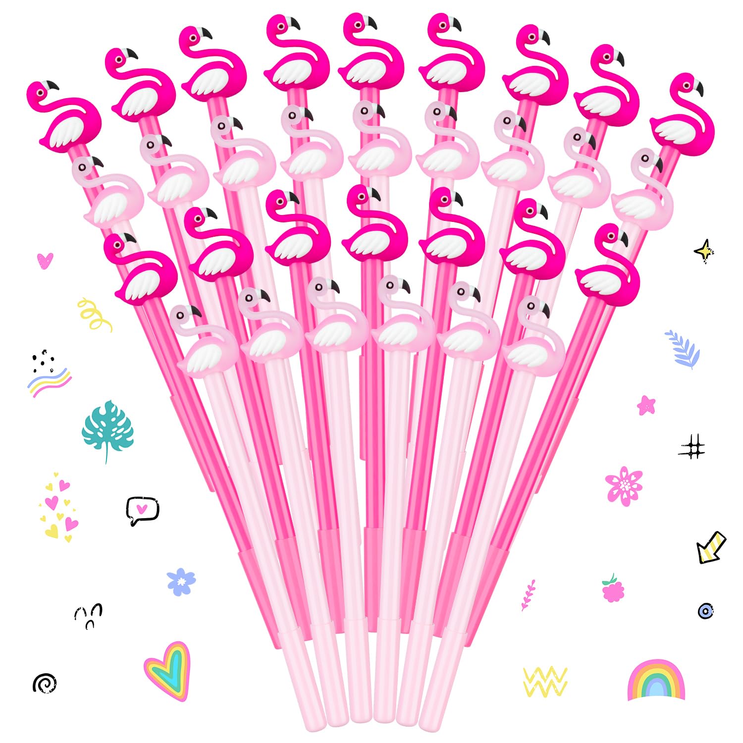30 Pcs Black Ink Flamingo Gel Pens, 0.5mm Flamingo-themed Party Favors Flamingo Pens, Smooth Writing Cute Multicolor Pen for Kids School Supplies, Teacher Gifts &amp; Birthday Party Goodie Bags