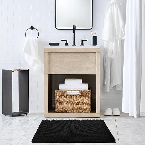 Miniatura 6 de TECHMILLY Juego de 2 alfombras de baño de felpilla suave y esponjosa, antideslizantes, absorbentes, para baño, lavables y de secado rápido, color