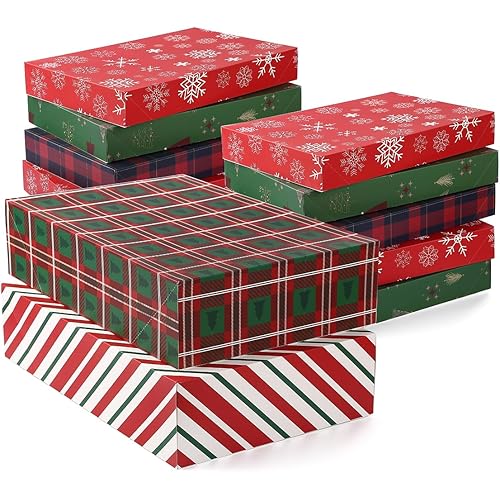 NUJOVI 13 Piece Christmas Gift Boxes with Lids - Premium Robe Boxes with 4 Inch Deep and Shirt Boxes Also Good for Pants, Lingerie, Sweaters, Clothing